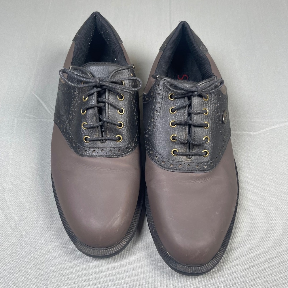 Stylo Mens Golf Shoes Size 10 Brown Black Saddle Oxford Spikeless Made Brazil
